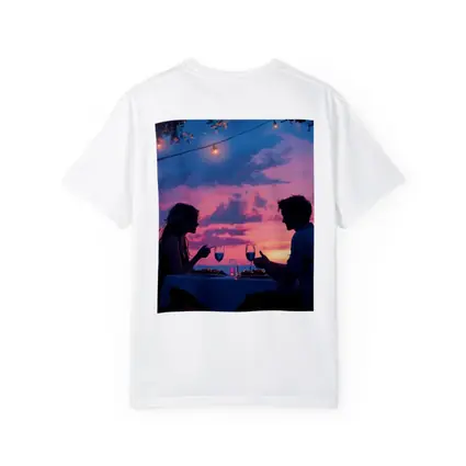 Romantic Couple Dinner Date Sunset Sky