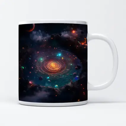 Colorful Galaxy Spiral Planets Dark Space