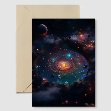 Colorful Galaxy Spiral Planets Dark Space