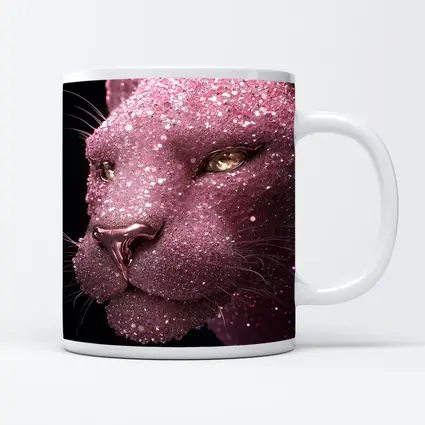 Pink Glitter Panther Portrait Black Background