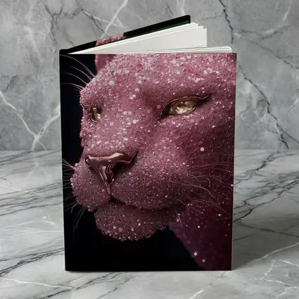 Pink Glitter Panther Portrait Black Background
