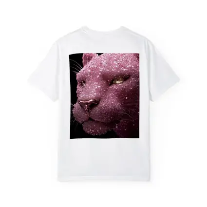 Pink Glitter Panther Portrait Black Background