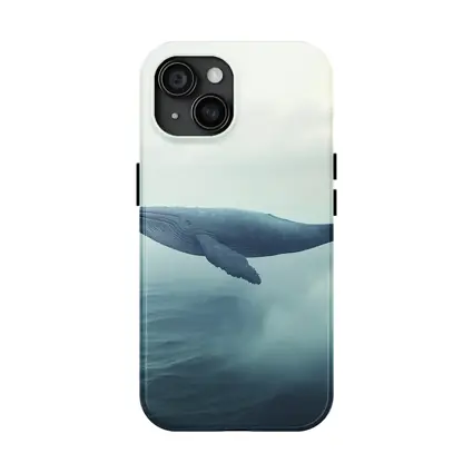 Humpback Whale Flying Over Misty Ocean