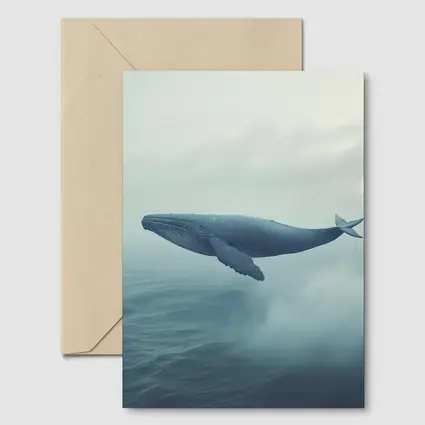 Humpback Whale Flying Over Misty Ocean