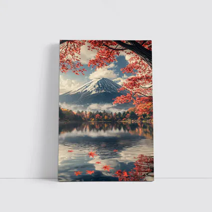 Mount Fuji Red Maple Lake Reflection