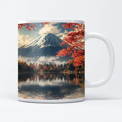 Mount Fuji Red Maple Lake Reflection