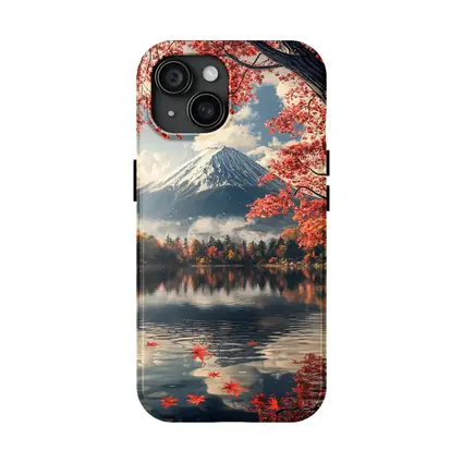 Mount Fuji Red Maple Lake Reflection