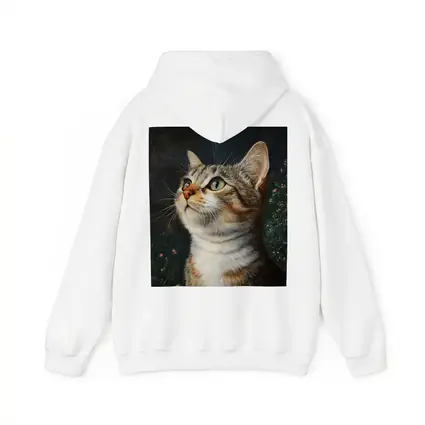 Tabby Cat Portrait Dark Floral Background