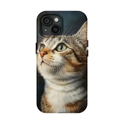 Tabby Cat Portrait Dark Floral Background