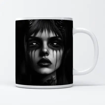 Dark Demon Woman Black White Gothic Art
