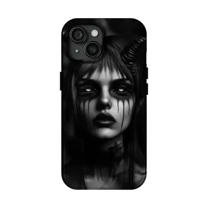 Dark Demon Woman Black White Gothic Art