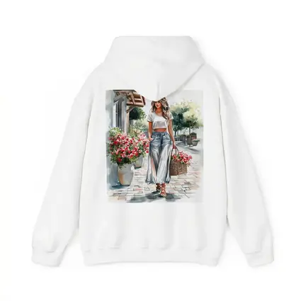 Fashion Woman Walking Street Watercolor Art