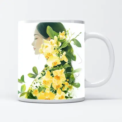 Woman Silhouette Double Exposure Yellow Orchids