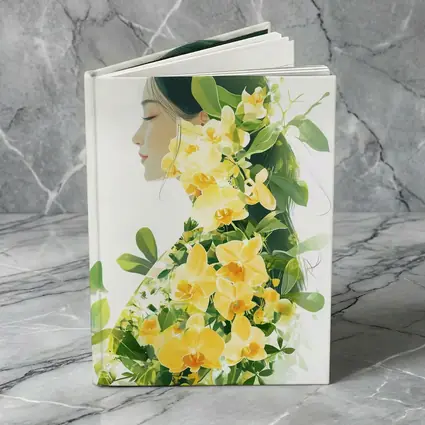 Woman Silhouette Double Exposure Yellow Orchids