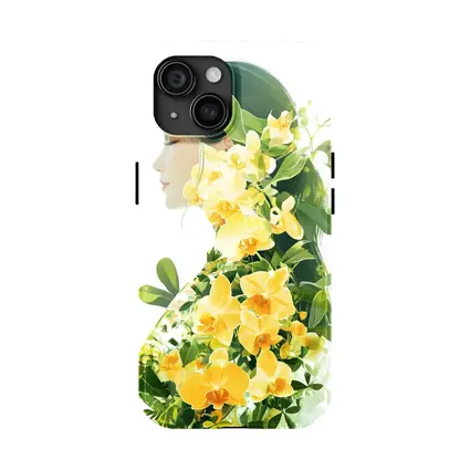 Woman Silhouette Double Exposure Yellow Orchids