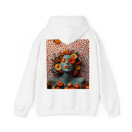 Orange Floral Woman Pop Art Dotted Background