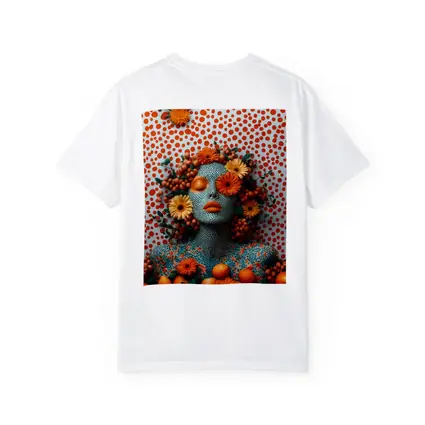 Orange Floral Woman Pop Art Dotted Background
