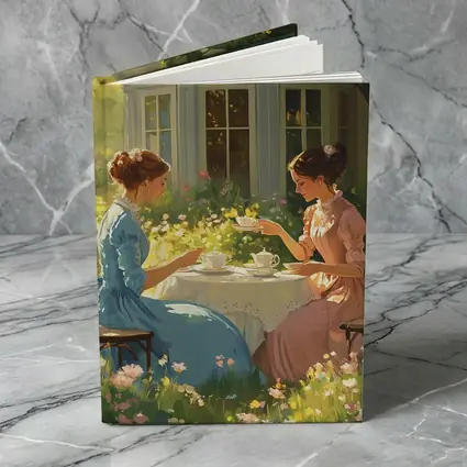 Two Women Garden Tea Party Illustration