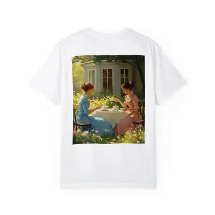 Two Women Garden Tea Party Illustration