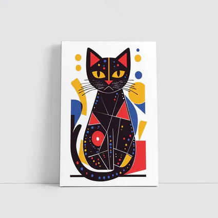 Black Cat Abstract Geometric Colorful Art