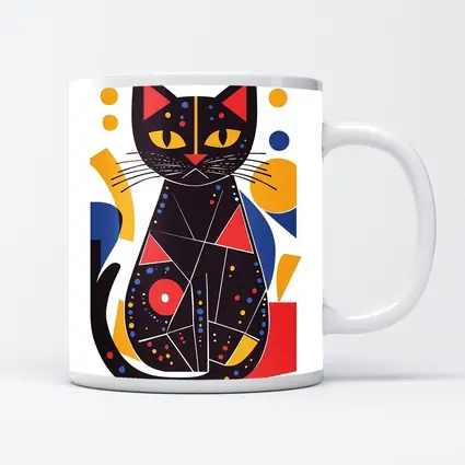 Black Cat Abstract Geometric Colorful Art