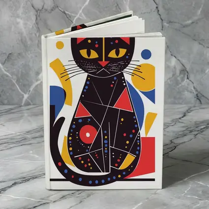Black Cat Abstract Geometric Colorful Art