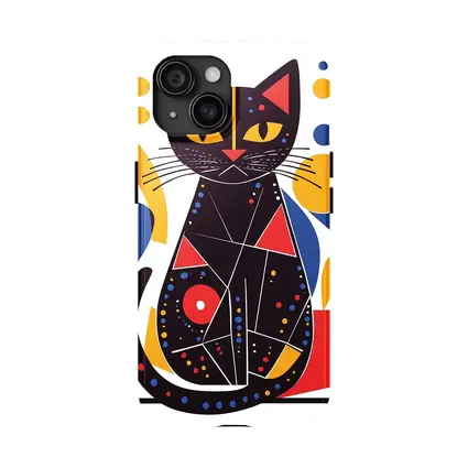 Black Cat Abstract Geometric Colorful Art