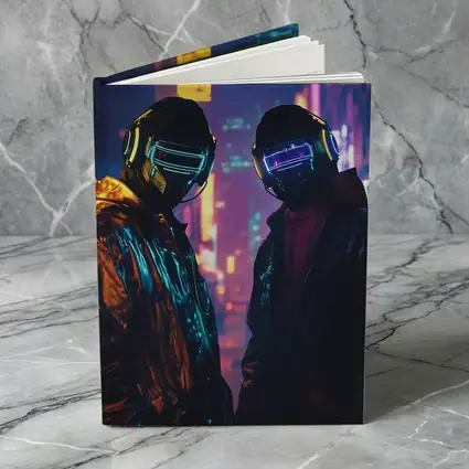 Two Cyberpunk Figures Neon City Night