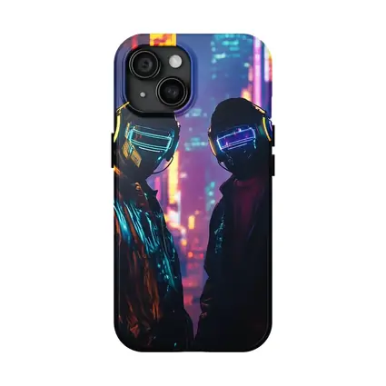 Two Cyberpunk Figures Neon City Night