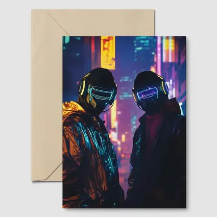 Two Cyberpunk Figures Neon City Night