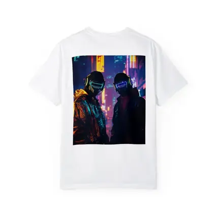 Two Cyberpunk Figures Neon City Night