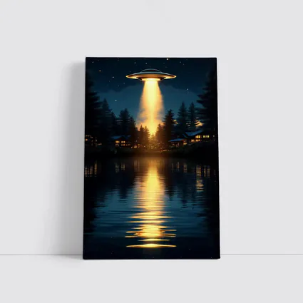 UFO Abduction Beam Over Night Lake