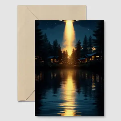 UFO Abduction Beam Over Night Lake