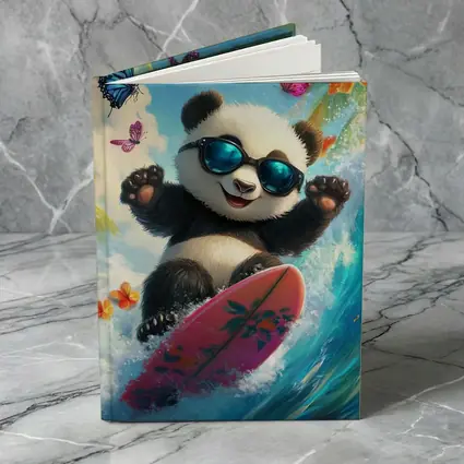 Panda Surfing Ocean Waves Tropical Summer