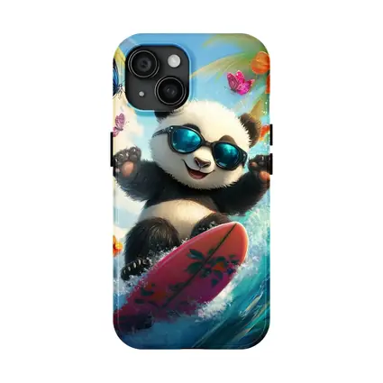 Panda Surfing Ocean Waves Tropical Summer