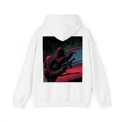 Masked Gunman Red Car Comic Art
