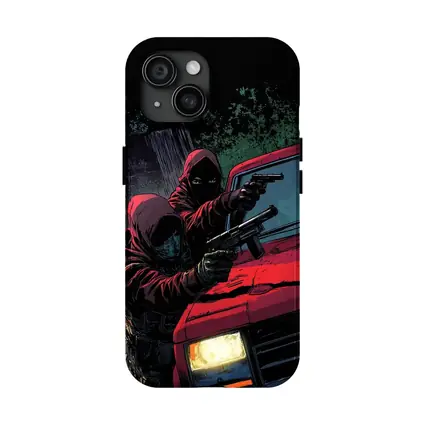 Masked Gunman Red Car Comic Art