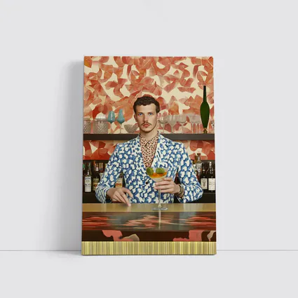 Stylish Man at Retro Bar Counter