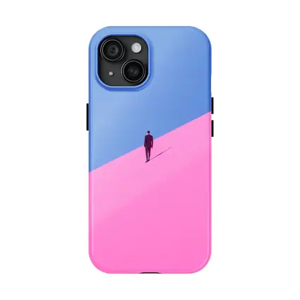 Man in Suit Climbing Pink Sand Dune