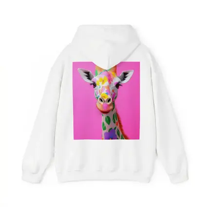 Colorful Floral Giraffe On Pink Background
