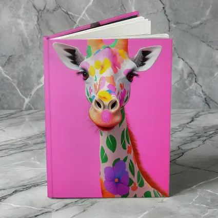 Colorful Floral Giraffe On Pink Background
