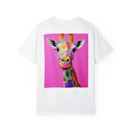 Colorful Floral Giraffe On Pink Background
