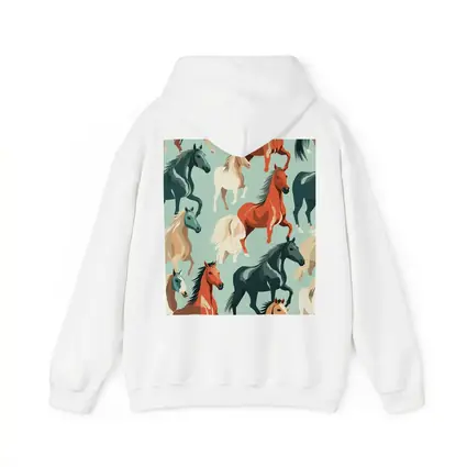 Colorful Horses Pattern on Teal Background