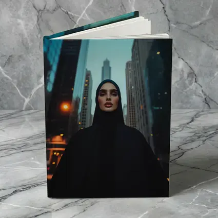 Muslim Woman in Black City Skyline