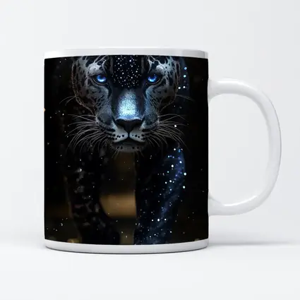 Black Panther Glowing Blue Eyes Dark Background