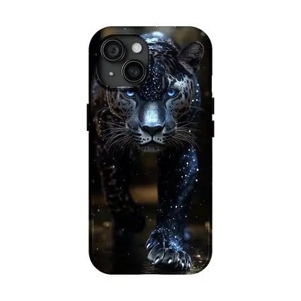 Black Panther Glowing Blue Eyes Dark Background