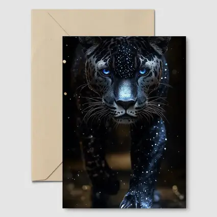 Black Panther Glowing Blue Eyes Dark Background