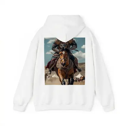 Mongol Warrior Riding Horse Across Dusty Steppe