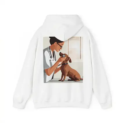 Female Vet Examining Dachshund In Clinic