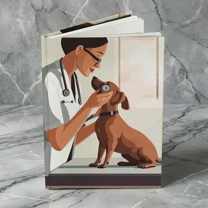 Female Vet Examining Dachshund In Clinic
